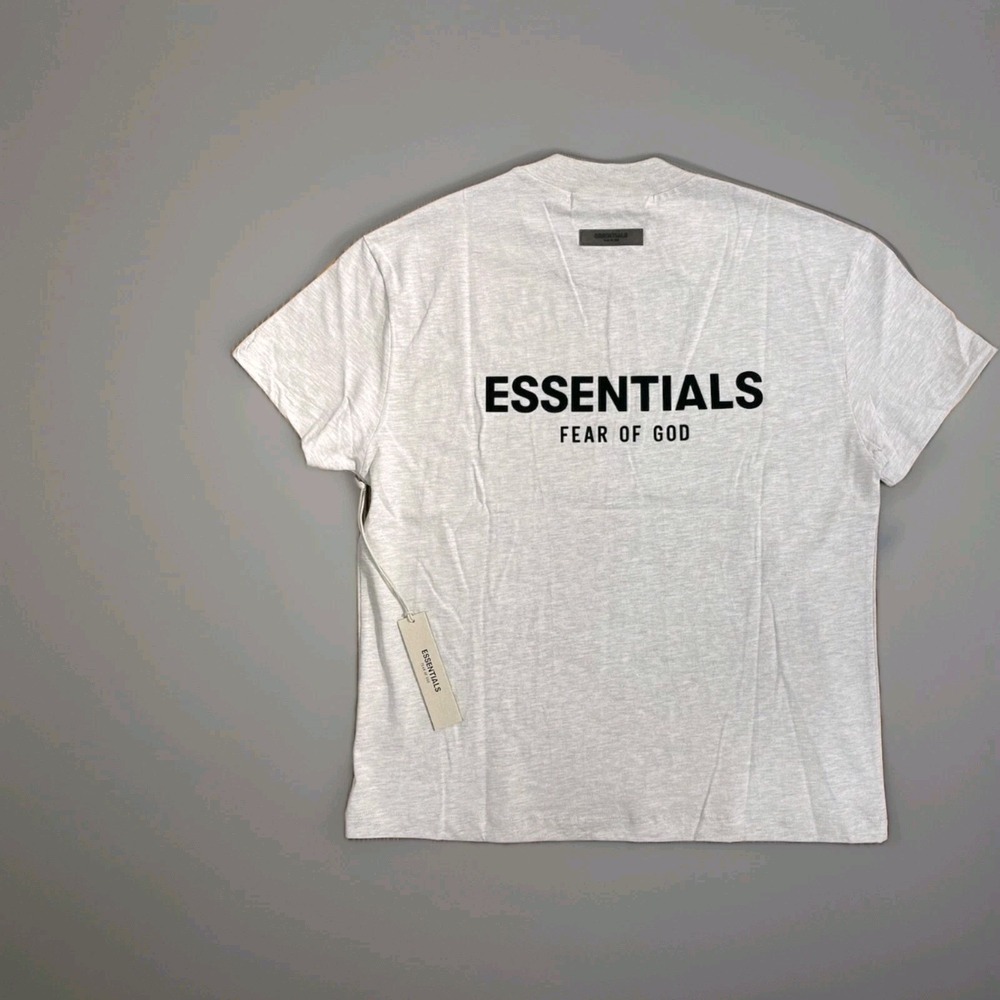 Fear of God Essentials T Shirt Light Oatmeal Logo Tee Size M NWT (SS22)